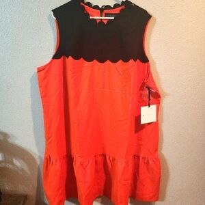 NWT Victoria Beckham Mini Dress Scalloped Mock Neck Peplum Bottom 3xl